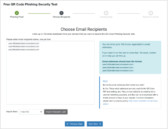 Bạn có thể nhập khẩu email nhân viên nếu bạn đã sử dụng Phishing Security Test (PST) hoặc Phishing Reply Test (PRT)