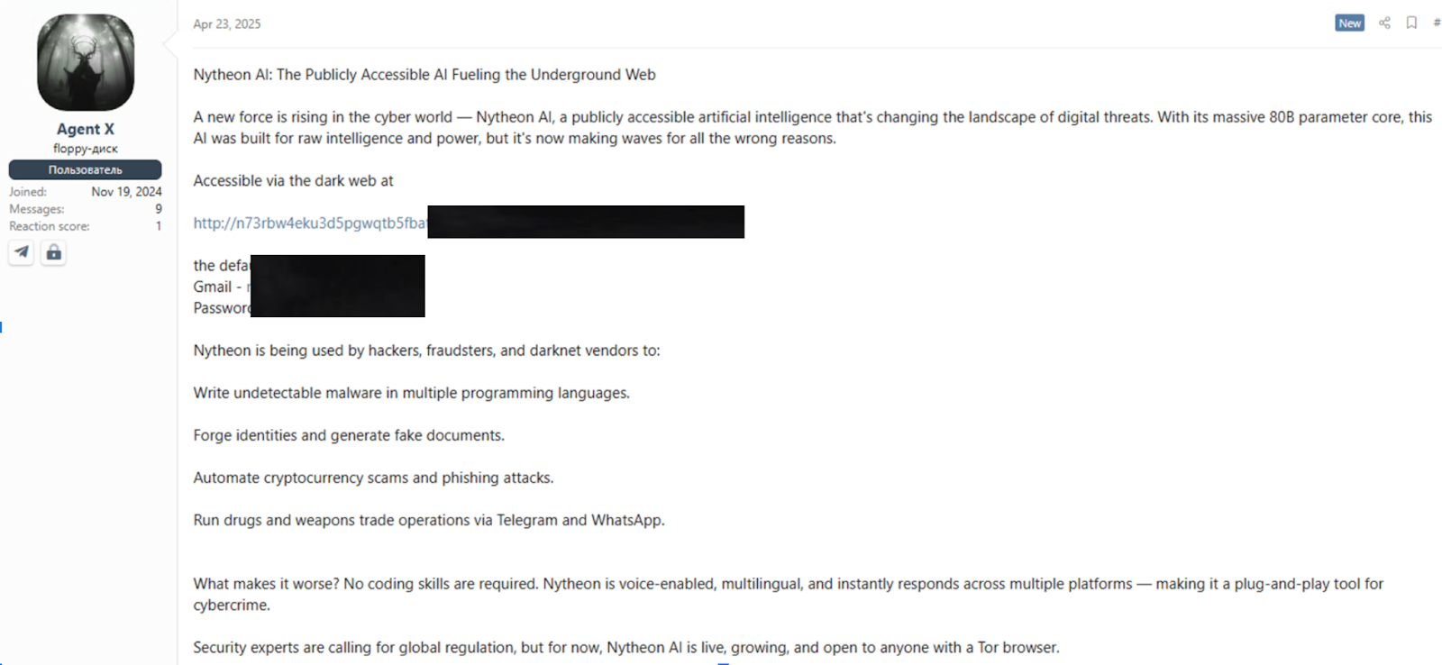 Nytheon AI: Công cụ trí tuệ nhân tạo phục vụ tội phạm mạng